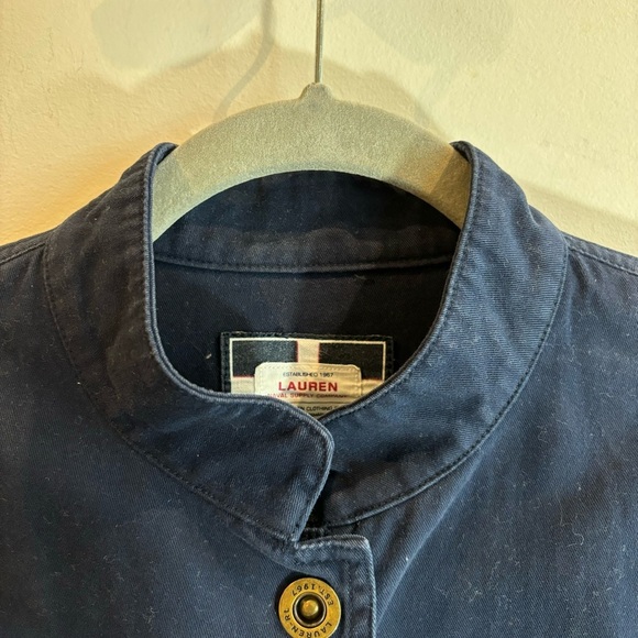 LAUREN NAVY SUPPLY Company Sz L Canvas Jacket 100% Cotton Snap Buttons Pockets - Picture 5 of 11